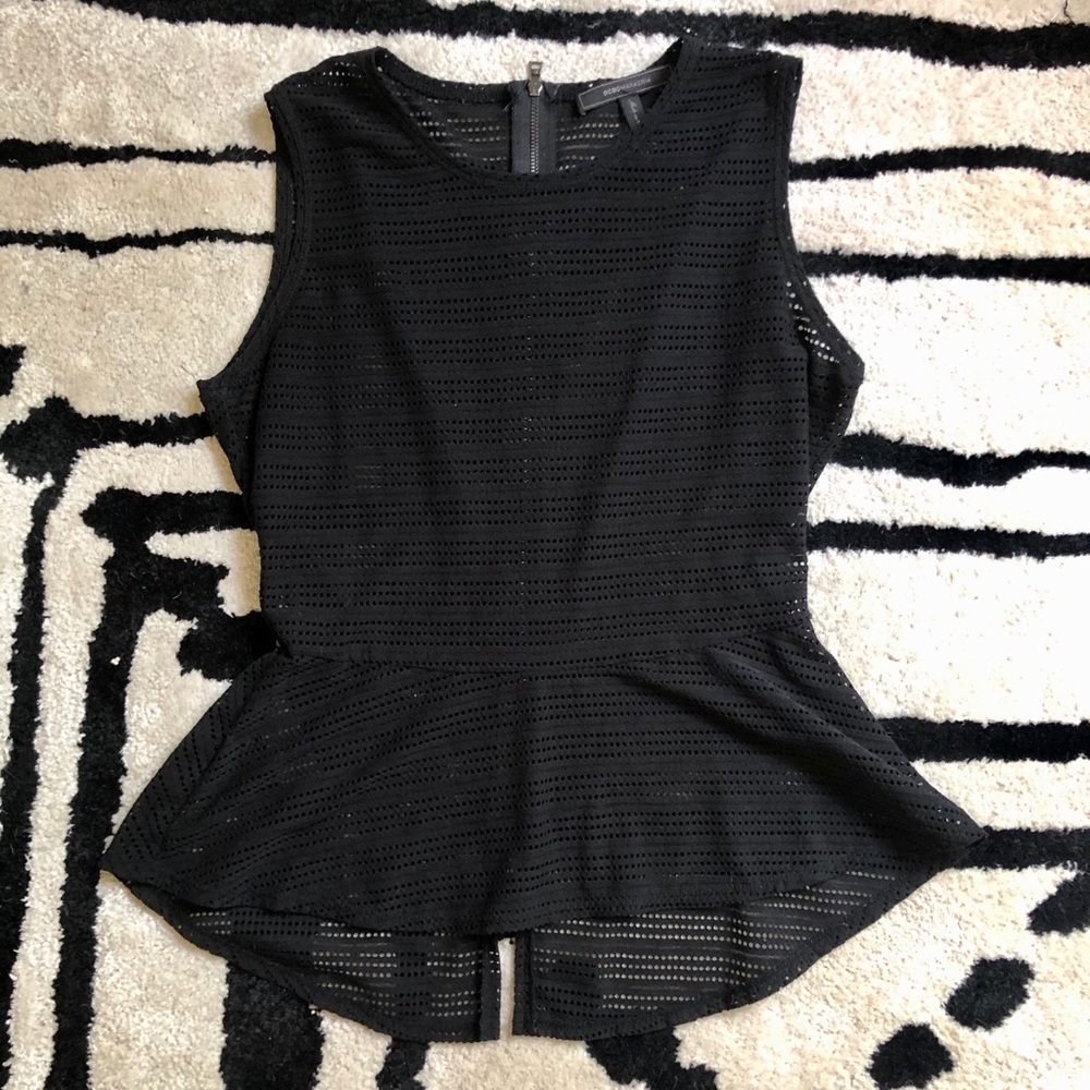 BCBG MAXAZARIA Black Peplum Top